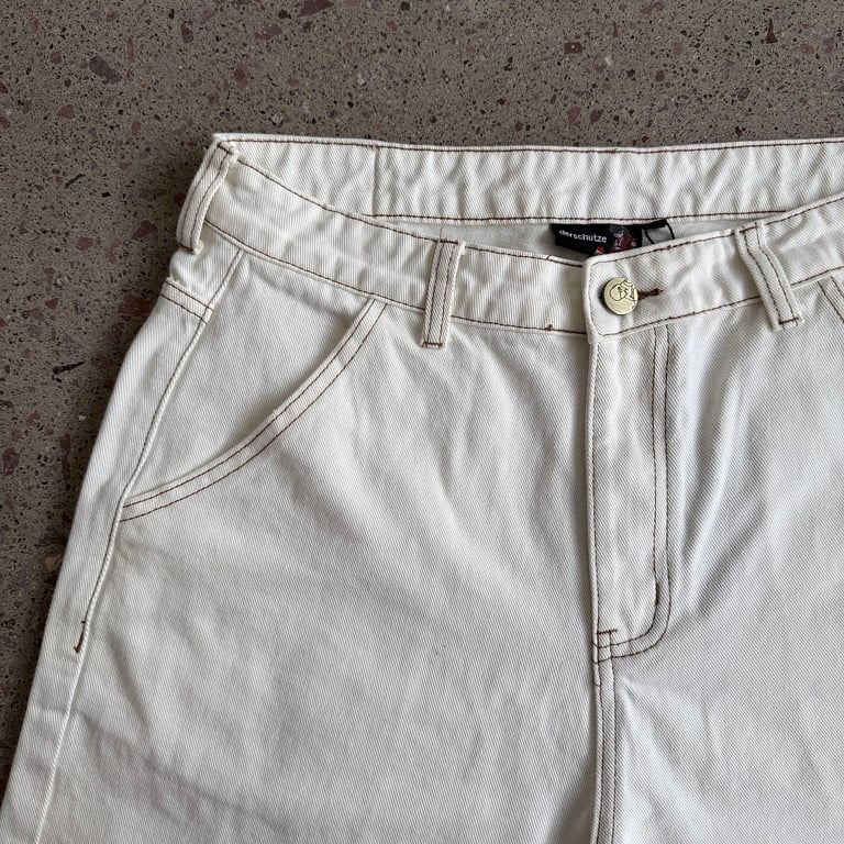 Derschutze Embroidered Denim Shorts Off White - 10