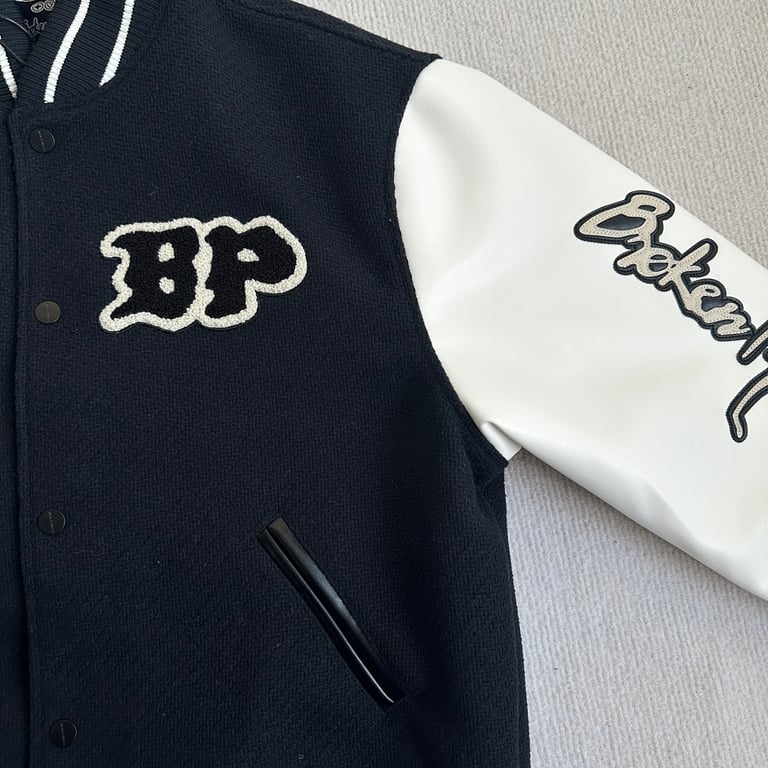 Broken Planet Varsity Jacket Black/White - 17