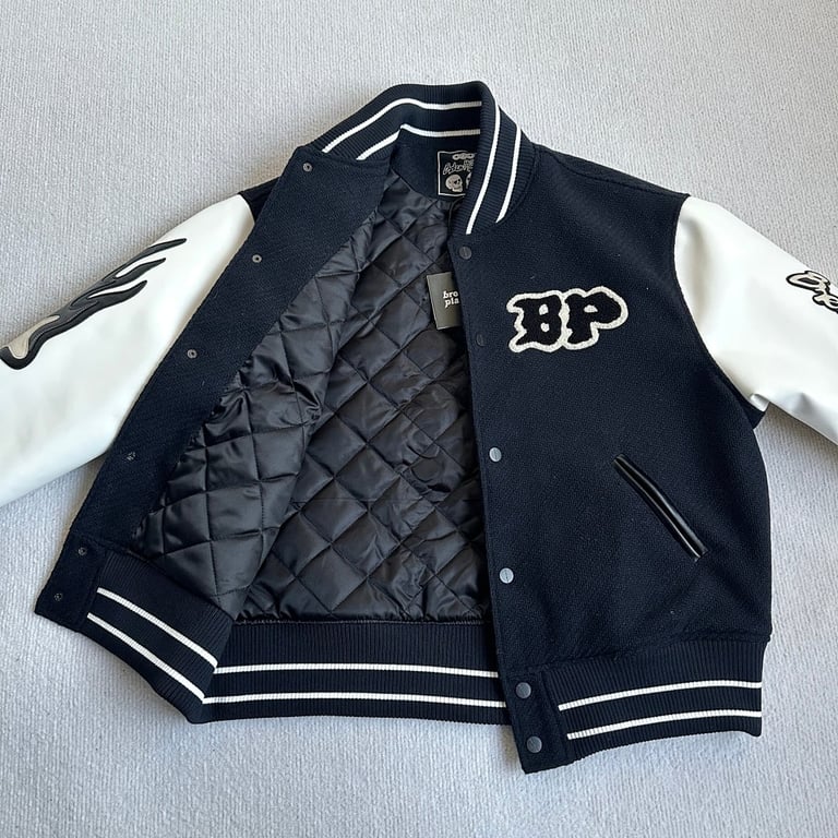 Broken Planet Varsity Jacket Black/White - 24