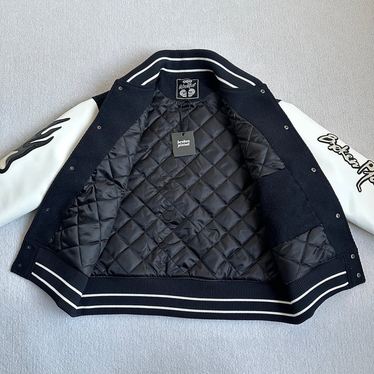 Broken Planet Varsity Jacket Black/White - 25
