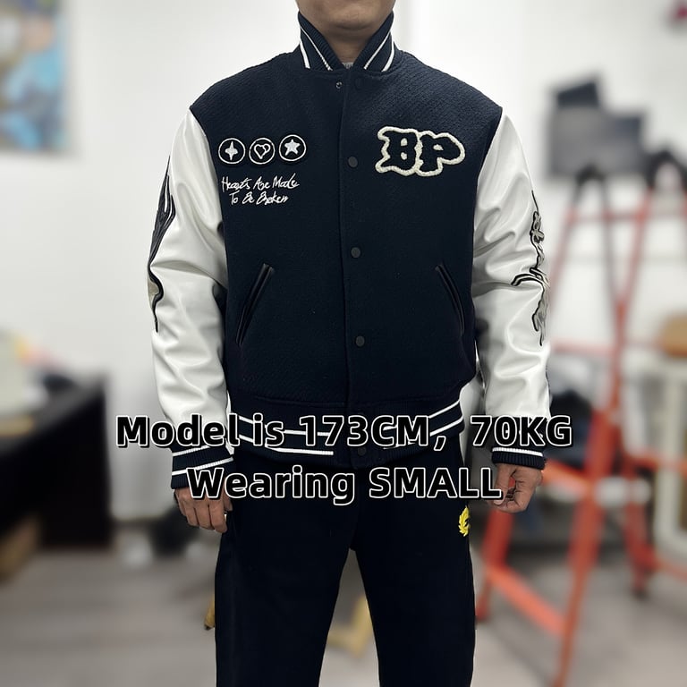 Broken Planet Varsity Jacket Black/White - 2