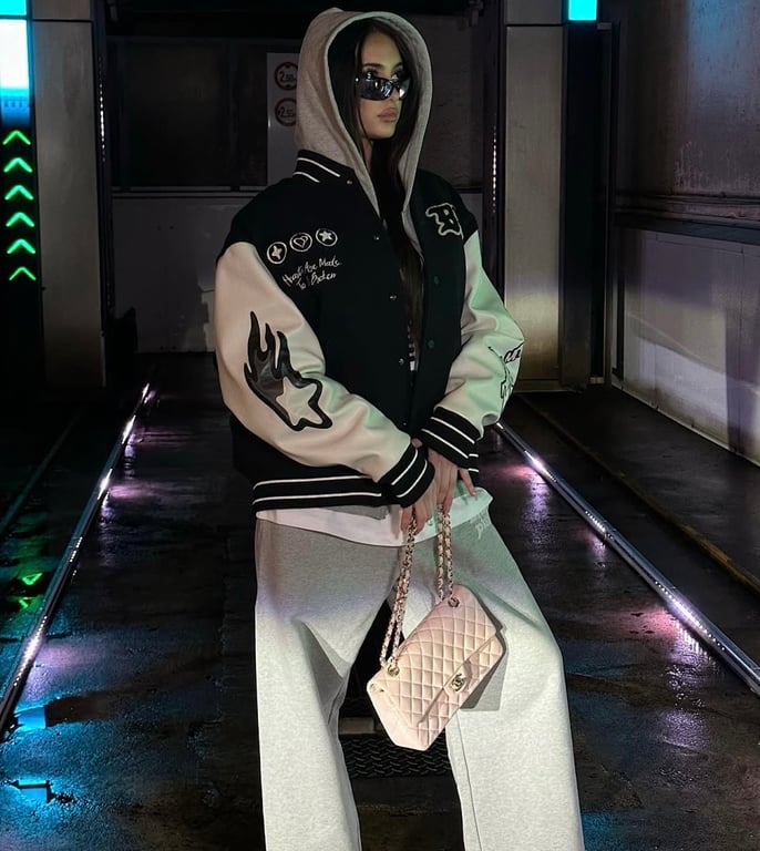Broken Planet Varsity Jacket Black/White - 36