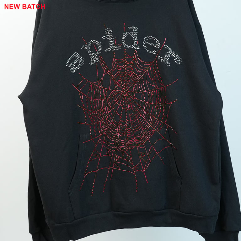 Sp5der OG Rhinestone Logo Hoodie Black - 12