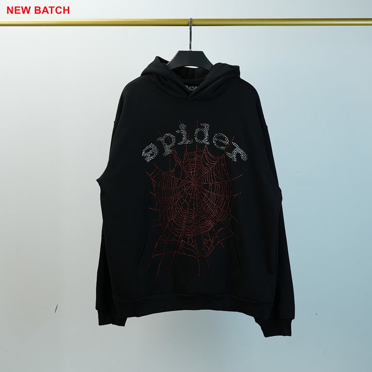 Sp5der OG Rhinestone Logo Hoodie Black - 13
