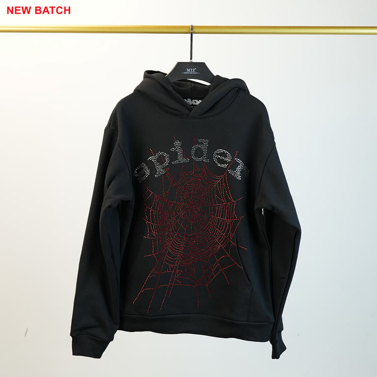 Sp5der OG Rhinestone Logo Hoodie Black - 15