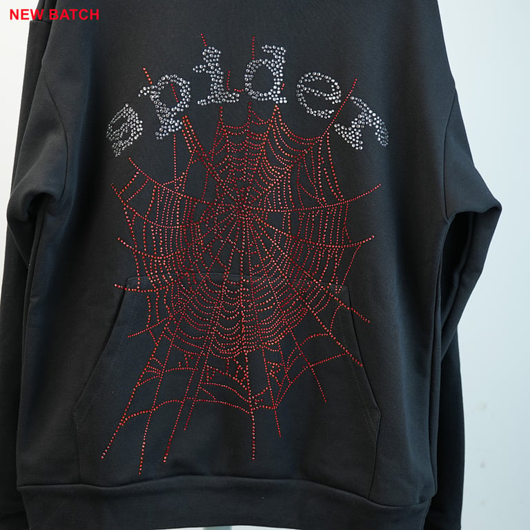 Sp5der OG Rhinestone Logo Hoodie Black - 29