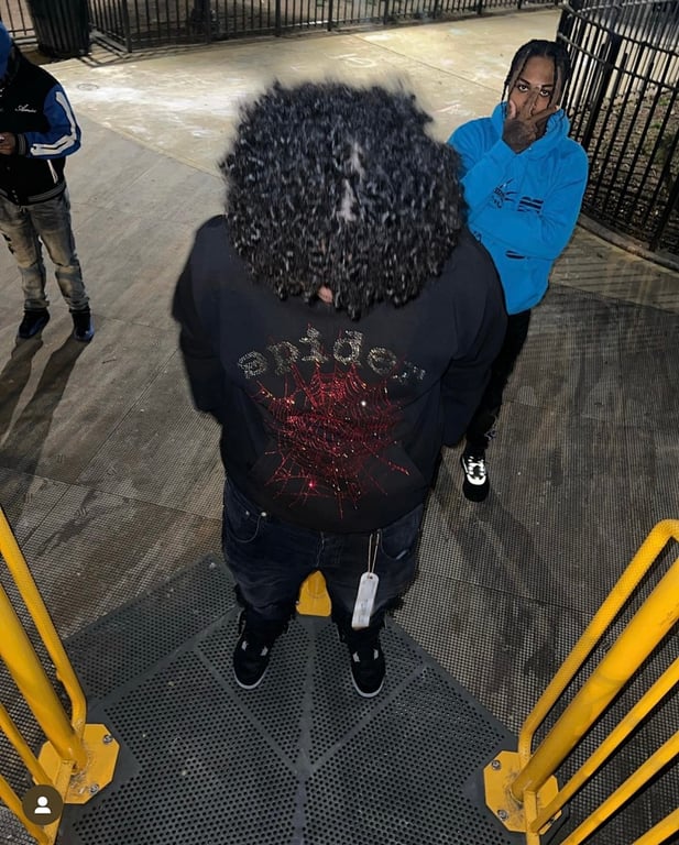 Sp5der OG Rhinestone Logo Hoodie Black - 34