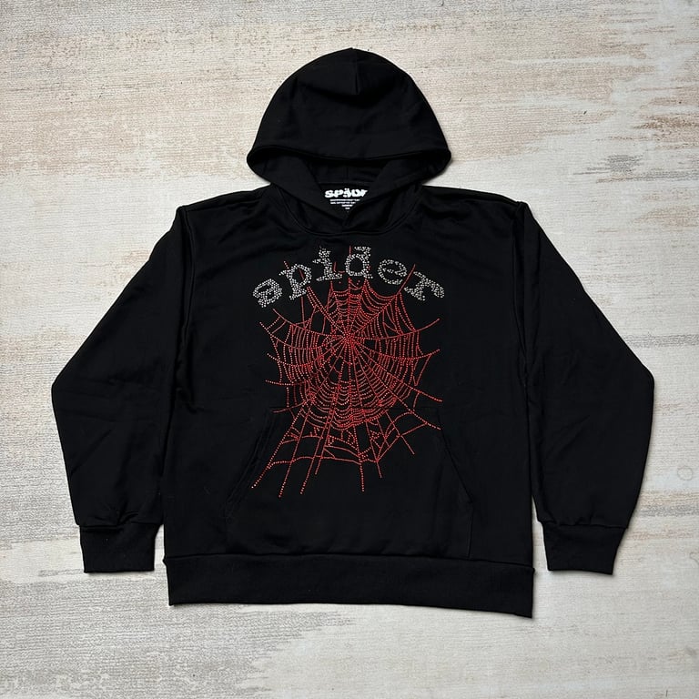 Sp5der OG Rhinestone Logo Hoodie Black - 44