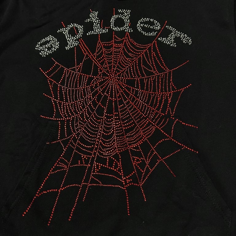 Sp5der OG Rhinestone Logo Hoodie Black - 48