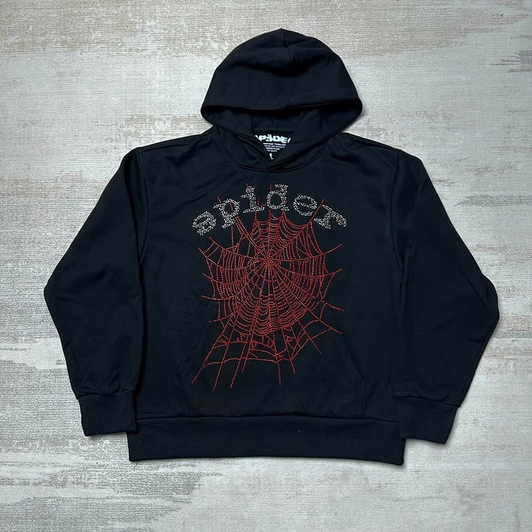 Sp5der OG Rhinestone Logo Hoodie Black - 49