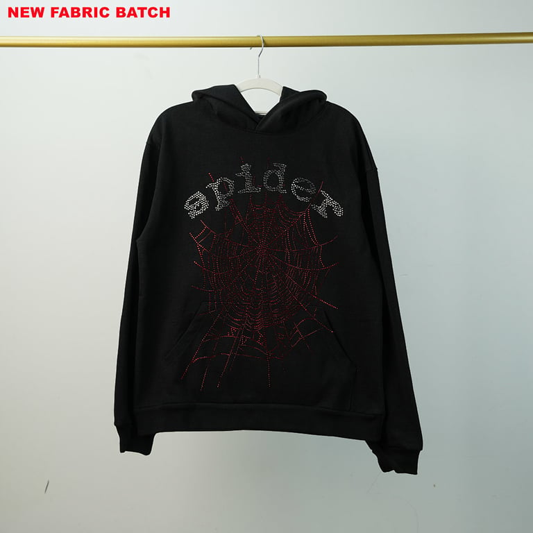 Sp5der OG Rhinestone Logo Hoodie Black - 55