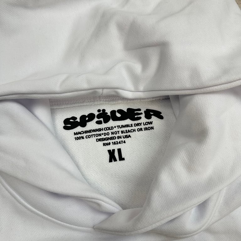 Sp5der Rhinestone Logo Hoodie White - 11