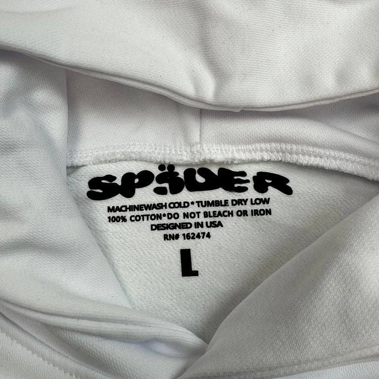 Sp5der Rhinestone Logo Hoodie White - 17