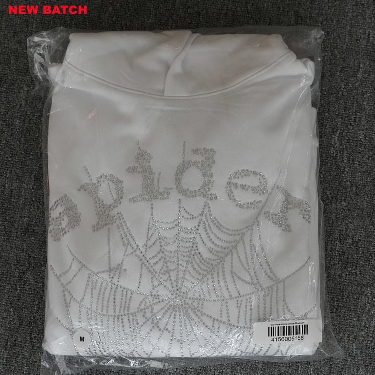 Sp5der Rhinestone Logo Hoodie White - 24