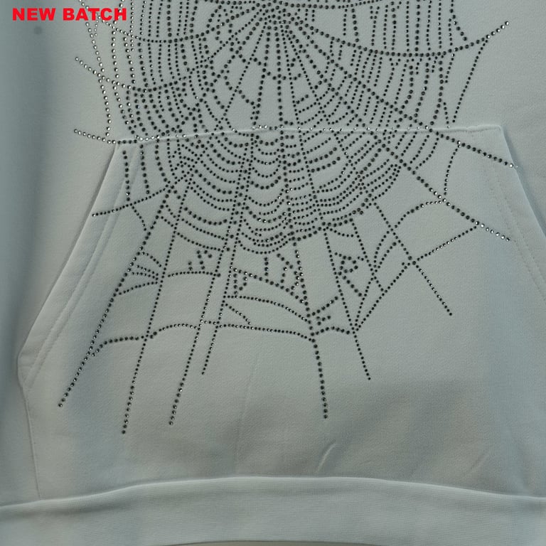 Sp5der Rhinestone Logo Hoodie White - 27