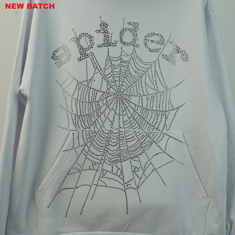 Sp5der Rhinestone Logo Hoodie White - 30