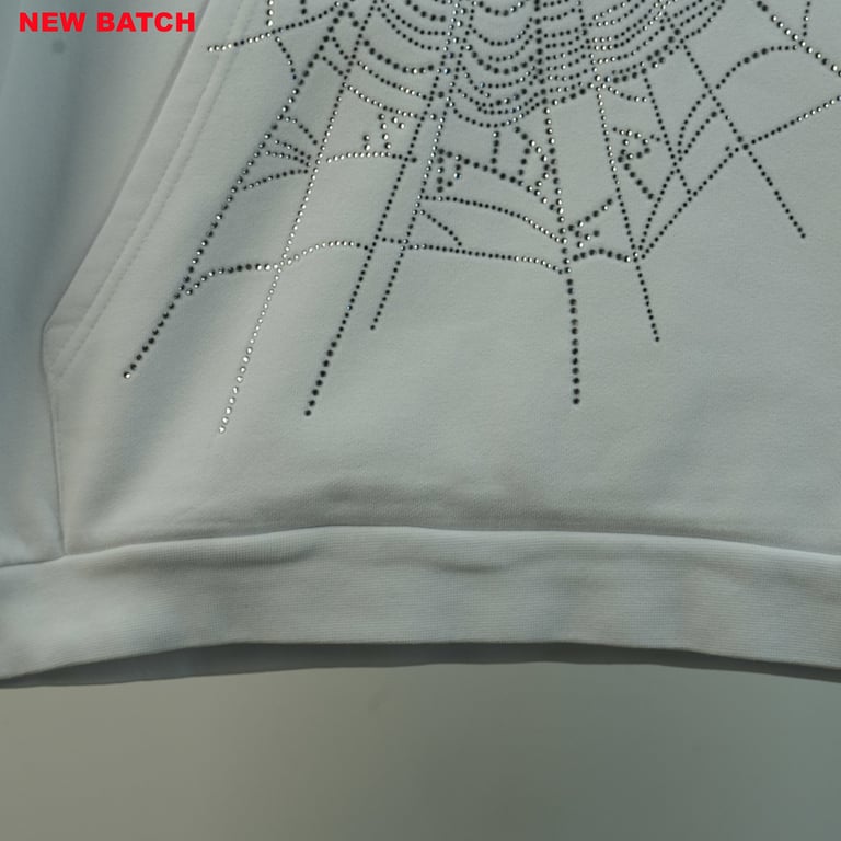 Sp5der Rhinestone Logo Hoodie White - 37