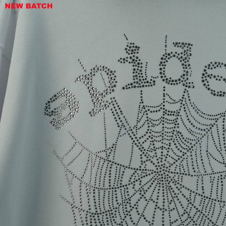 Sp5der Rhinestone Logo Hoodie White - 40