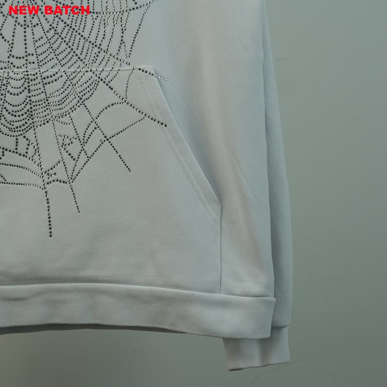Sp5der Rhinestone Logo Hoodie White - 41