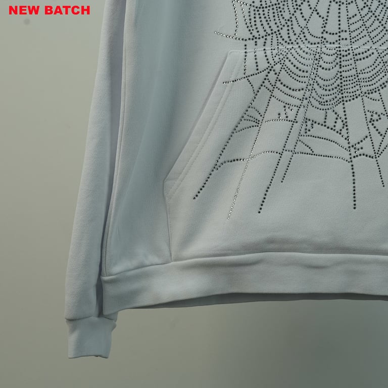 Sp5der Rhinestone Logo Hoodie White - 42