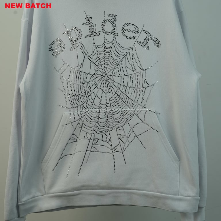 Sp5der Rhinestone Logo Hoodie White - 44