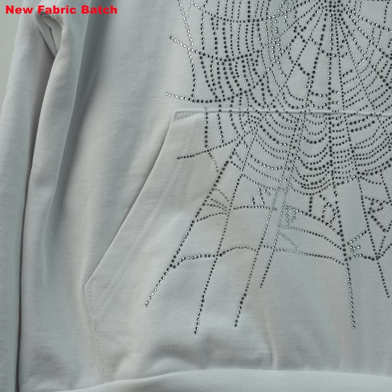 Sp5der Rhinestone Logo Hoodie White - 48
