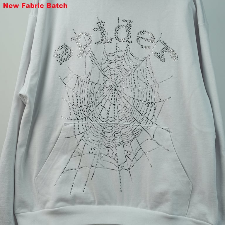 Sp5der Rhinestone Logo Hoodie White - 53
