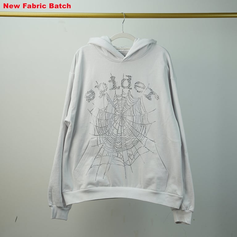 Sp5der Rhinestone Logo Hoodie White - 54