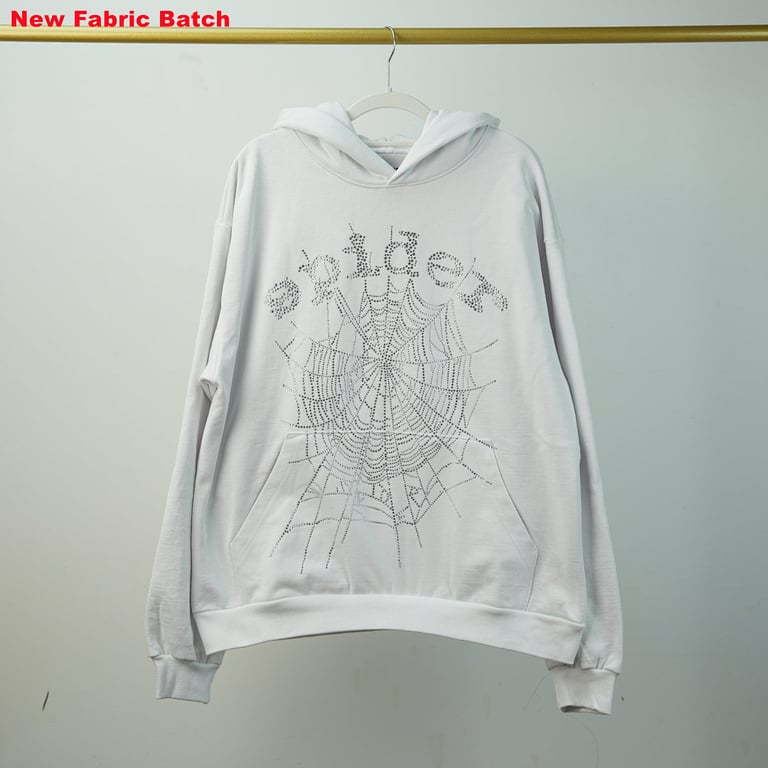 Sp5der Rhinestone Logo Hoodie White - 56