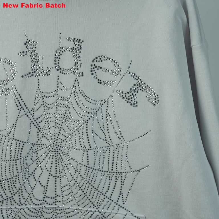 Sp5der Rhinestone Logo Hoodie White - 66