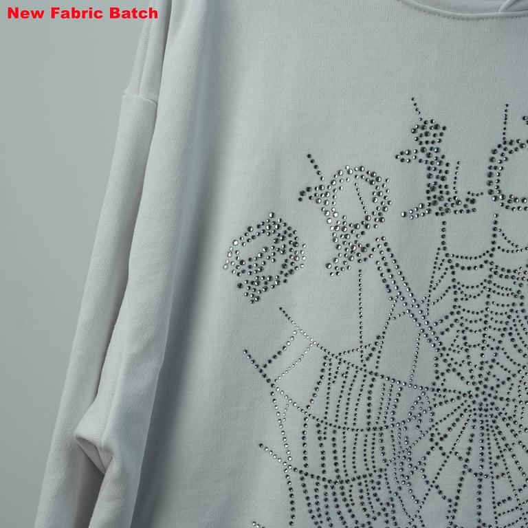 Sp5der Rhinestone Logo Hoodie White - 67