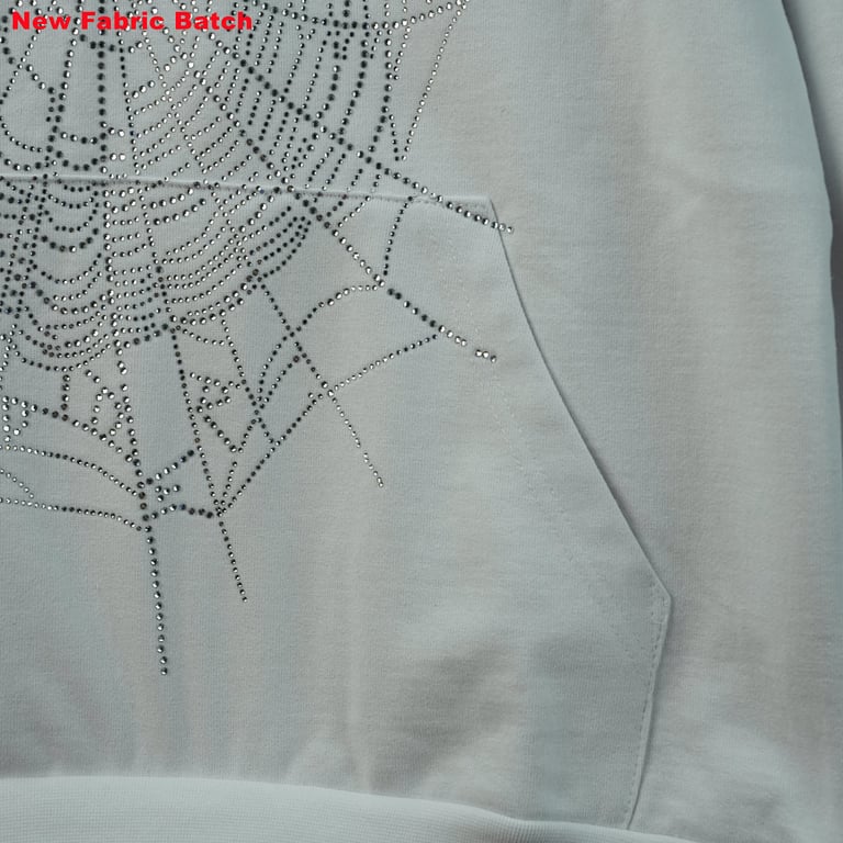 Sp5der Rhinestone Logo Hoodie White - 68