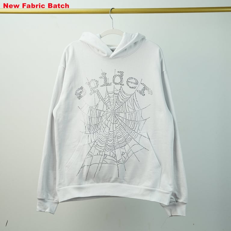 Sp5der Rhinestone Logo Hoodie White - 70