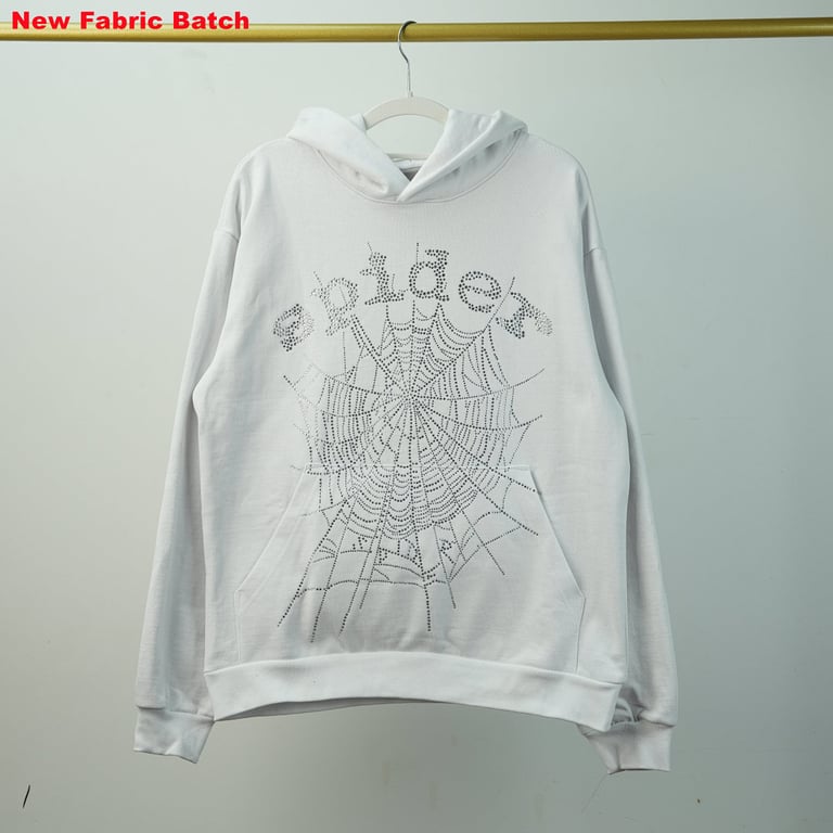 Sp5der Rhinestone Logo Hoodie White - 71