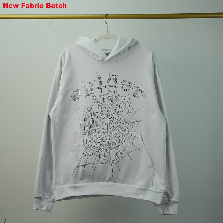 Sp5der Rhinestone Logo Hoodie White - 73