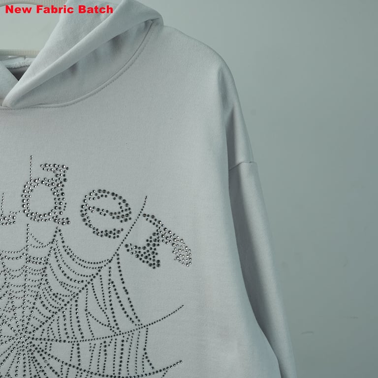 Sp5der Rhinestone Logo Hoodie White - 81
