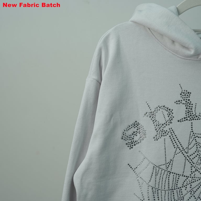 Sp5der Rhinestone Logo Hoodie White - 82