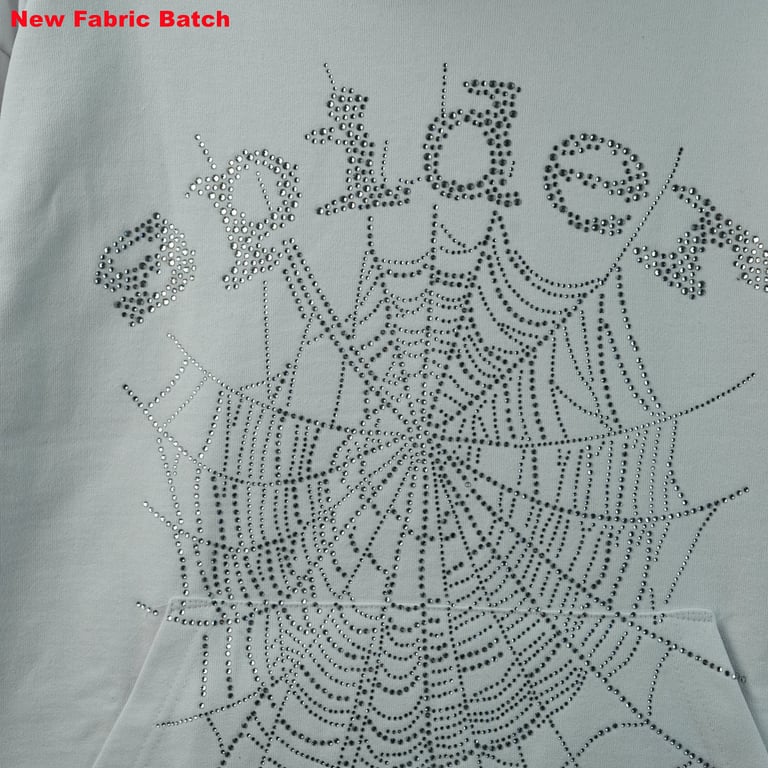Sp5der Rhinestone Logo Hoodie White - 83