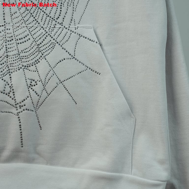 Sp5der Rhinestone Logo Hoodie White - 84