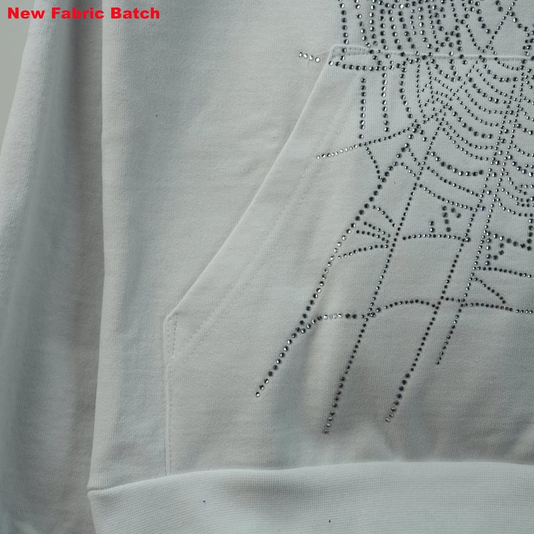 Sp5der Rhinestone Logo Hoodie White - 85