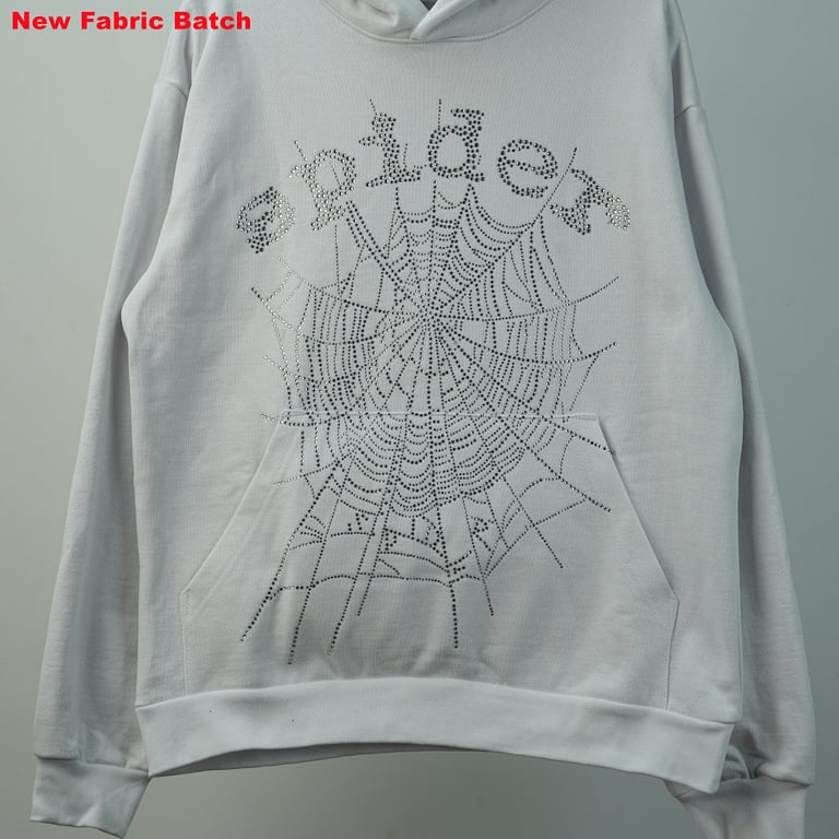 Sp5der Rhinestone Logo Hoodie White - 88