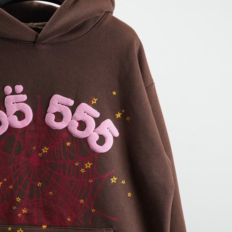 Sp5der Angel Number Hoodie Brown - 13