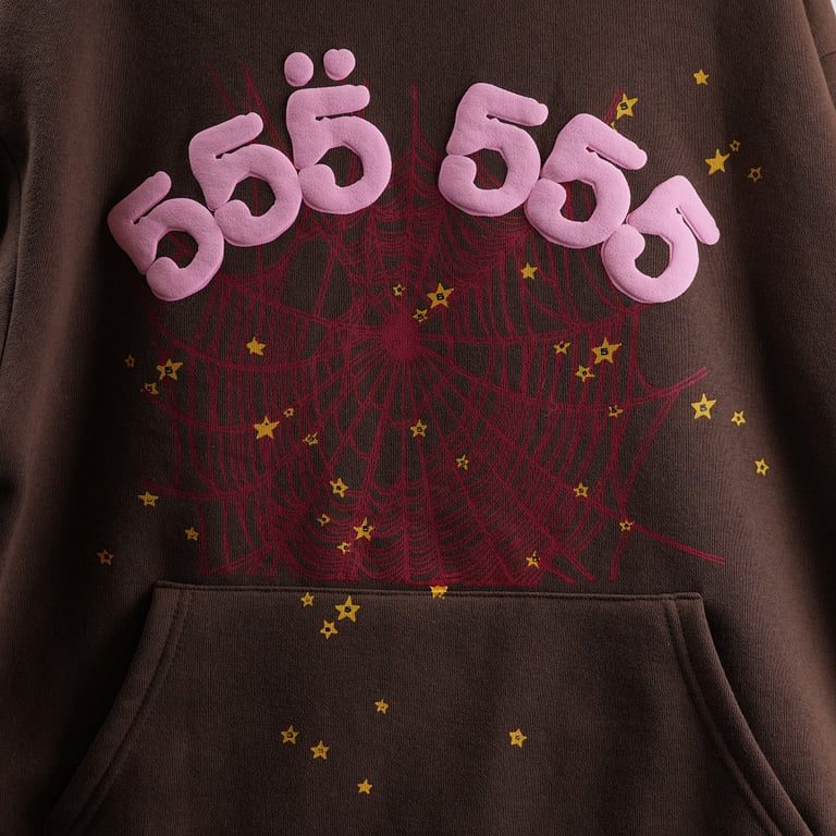Sp5der Angel Number Hoodie Brown - 15