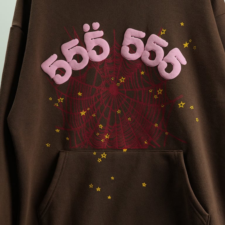 Sp5der Angel Number Hoodie Brown - 23