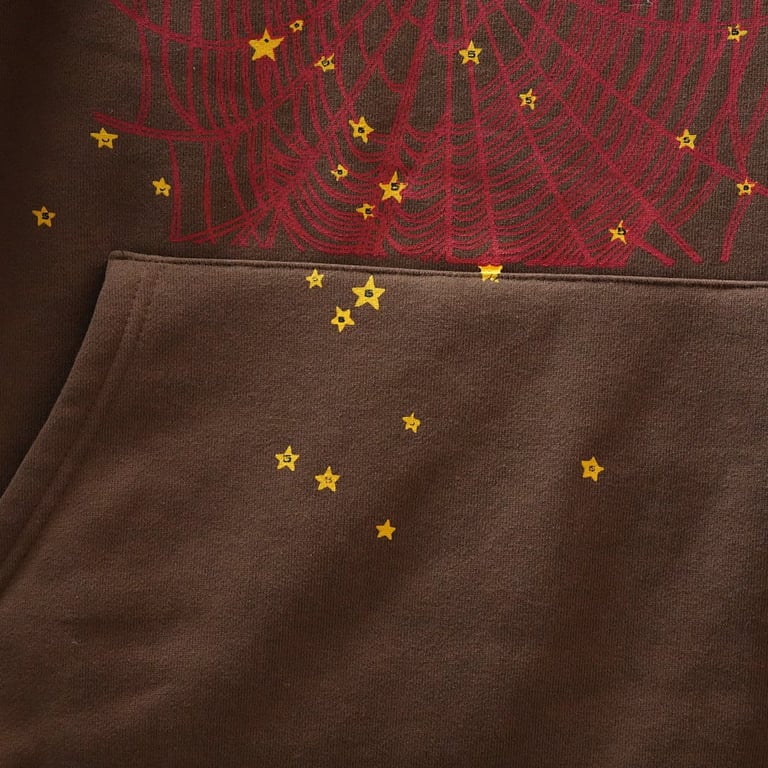 Sp5der Angel Number Hoodie Brown - 10