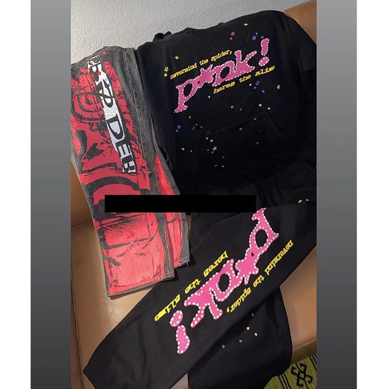 Sp5der P*NK Hoodie Black - 34