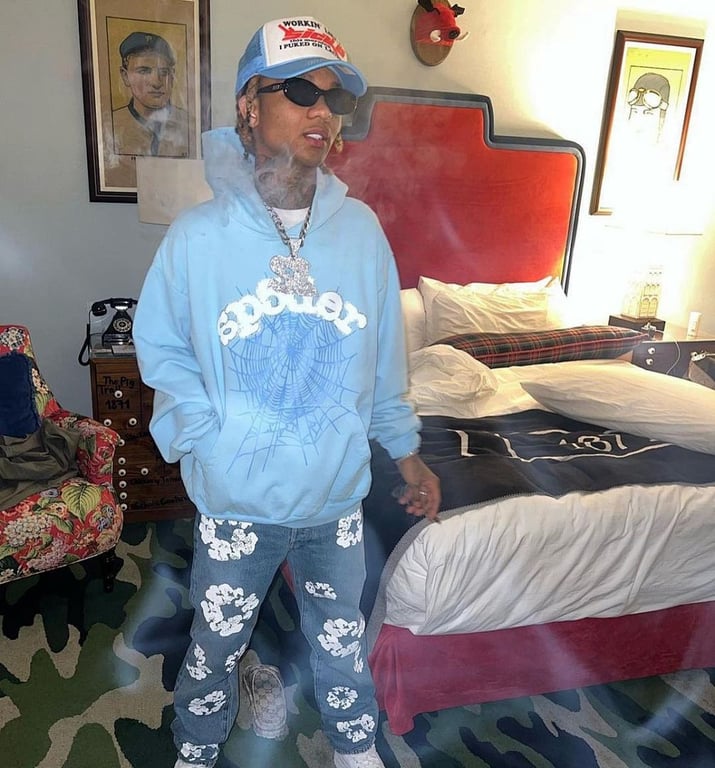 Sp5der Web Hoodie Sky Blue - 25