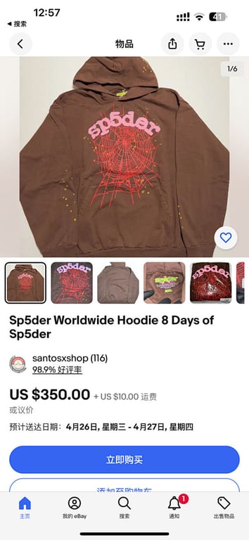 Sp5der Web Hoodie Brown - 74