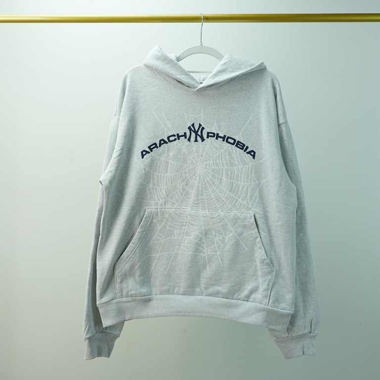 Sp5der Arach NY Phobia Hoodie Ash Grey - 11