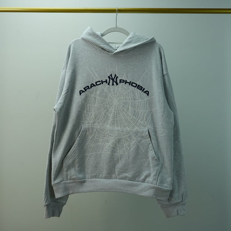 Sp5der Arach NY Phobia Hoodie Ash Grey - 8